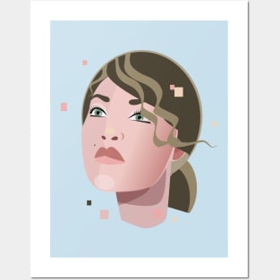 Woman with Curly Bangs Posters and Art